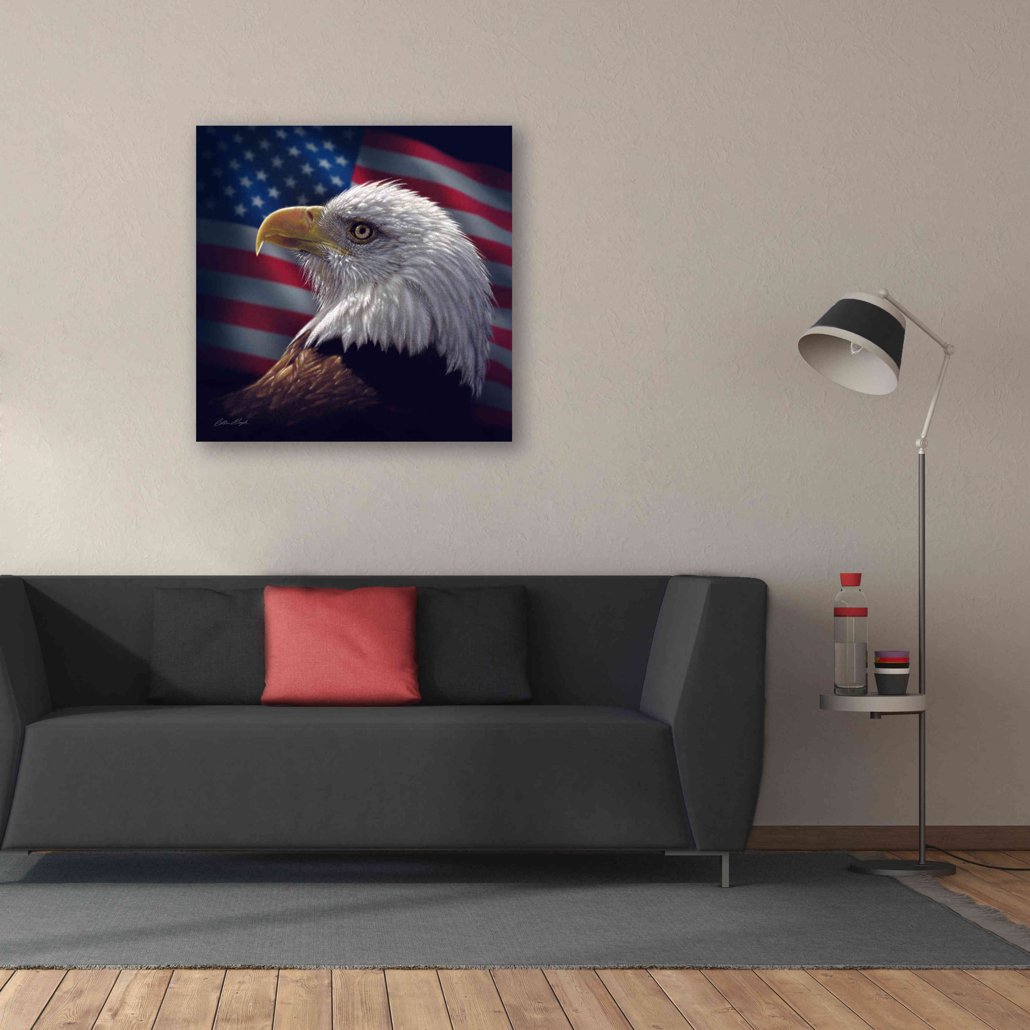 'American Bald Eagle' by Collin Bogle, Canvas Wall Art,37x37