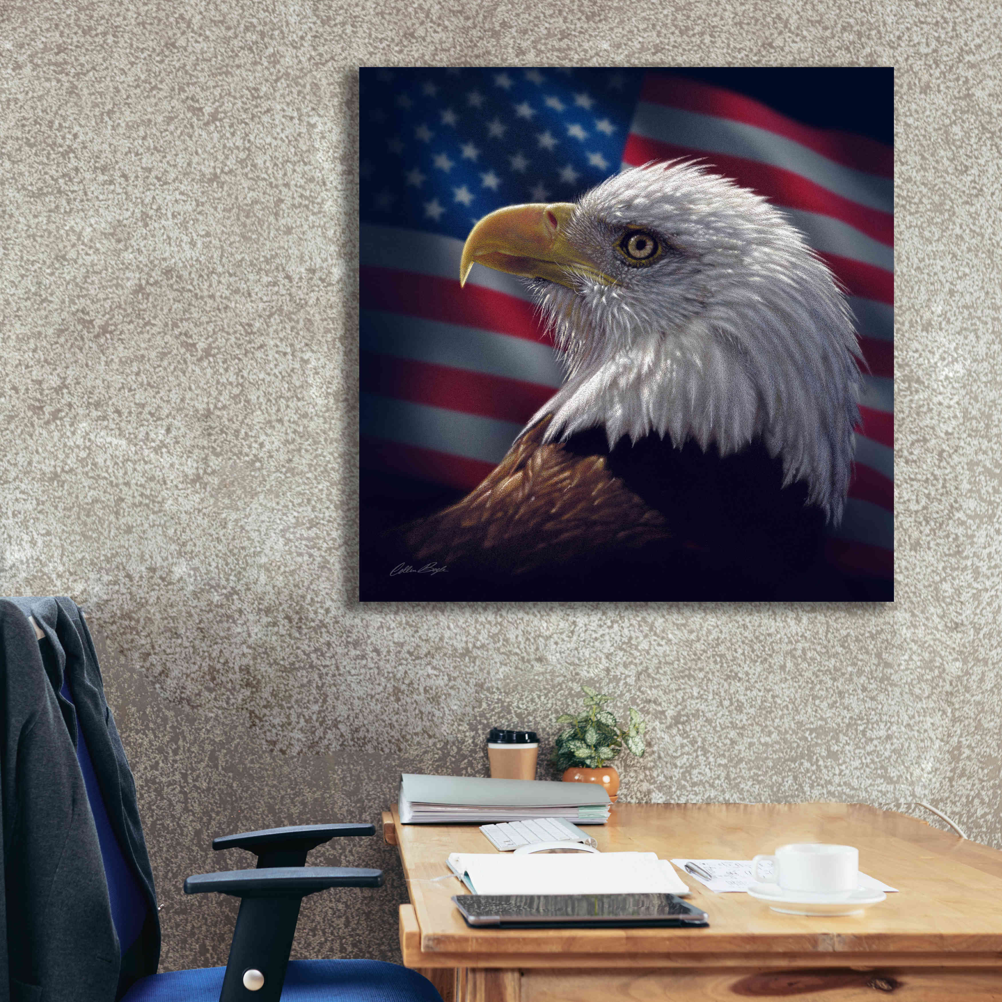 'American Bald Eagle' by Collin Bogle, Canvas Wall Art,37x37