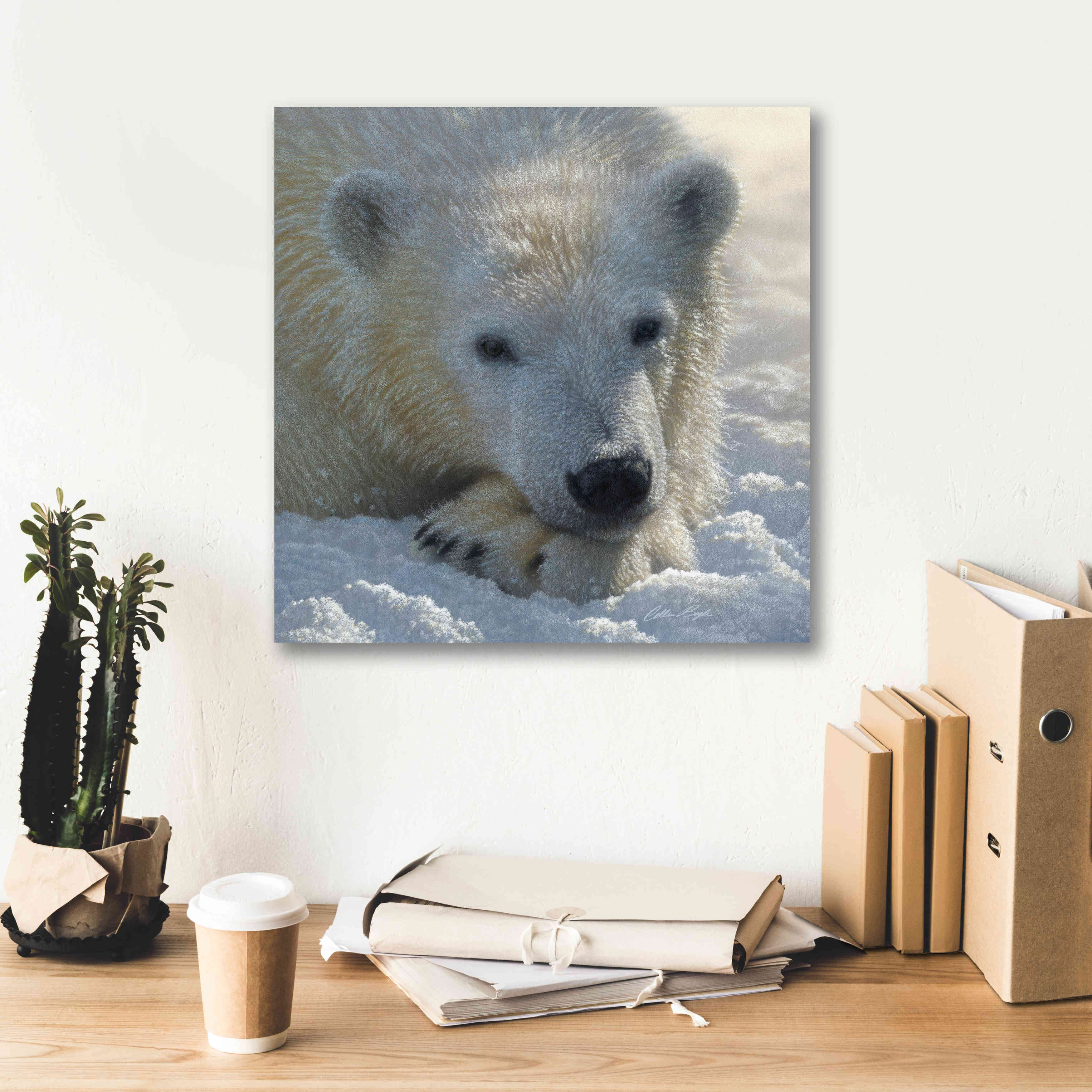 'Polar Bear Cub' by Collin Bogle, Canvas Wall Art,18x18