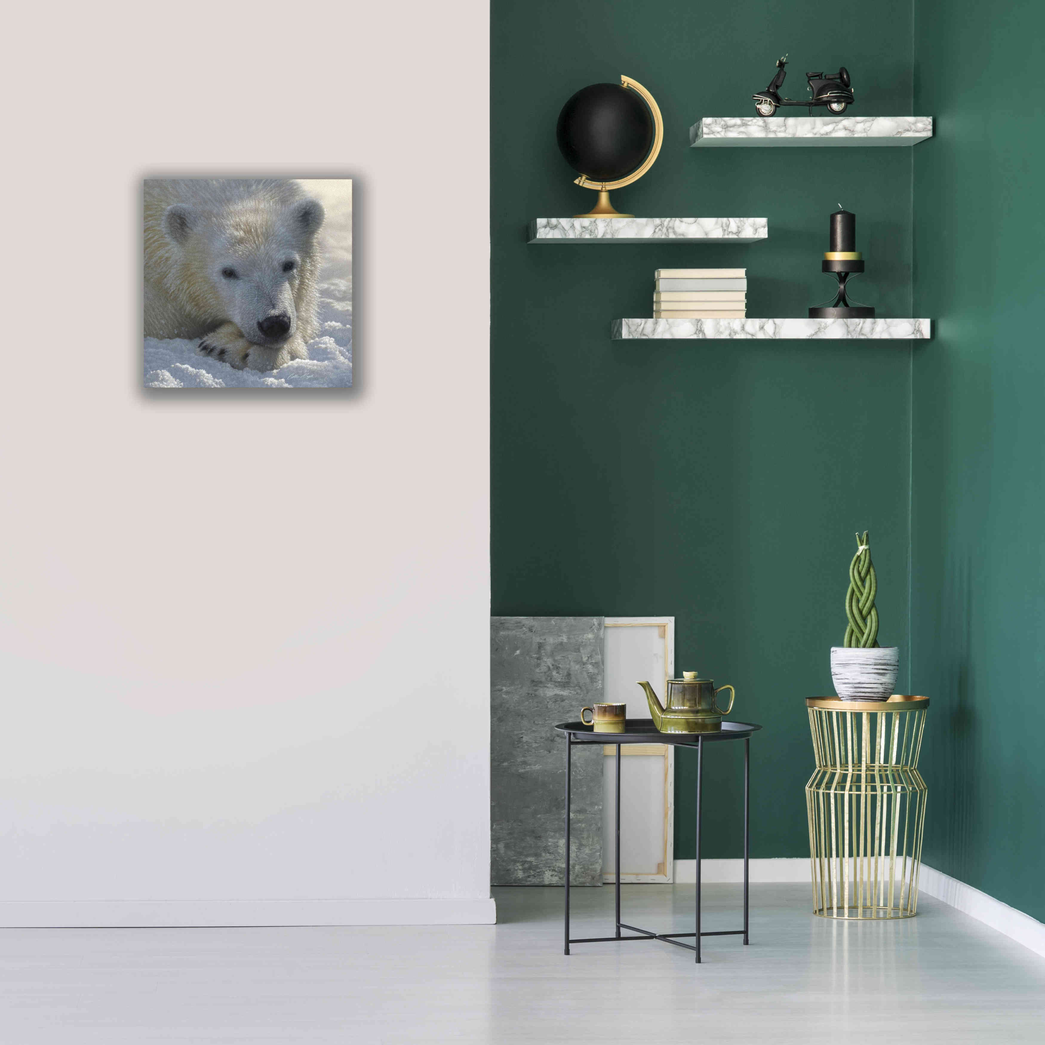 'Polar Bear Cub' by Collin Bogle, Canvas Wall Art,18x18