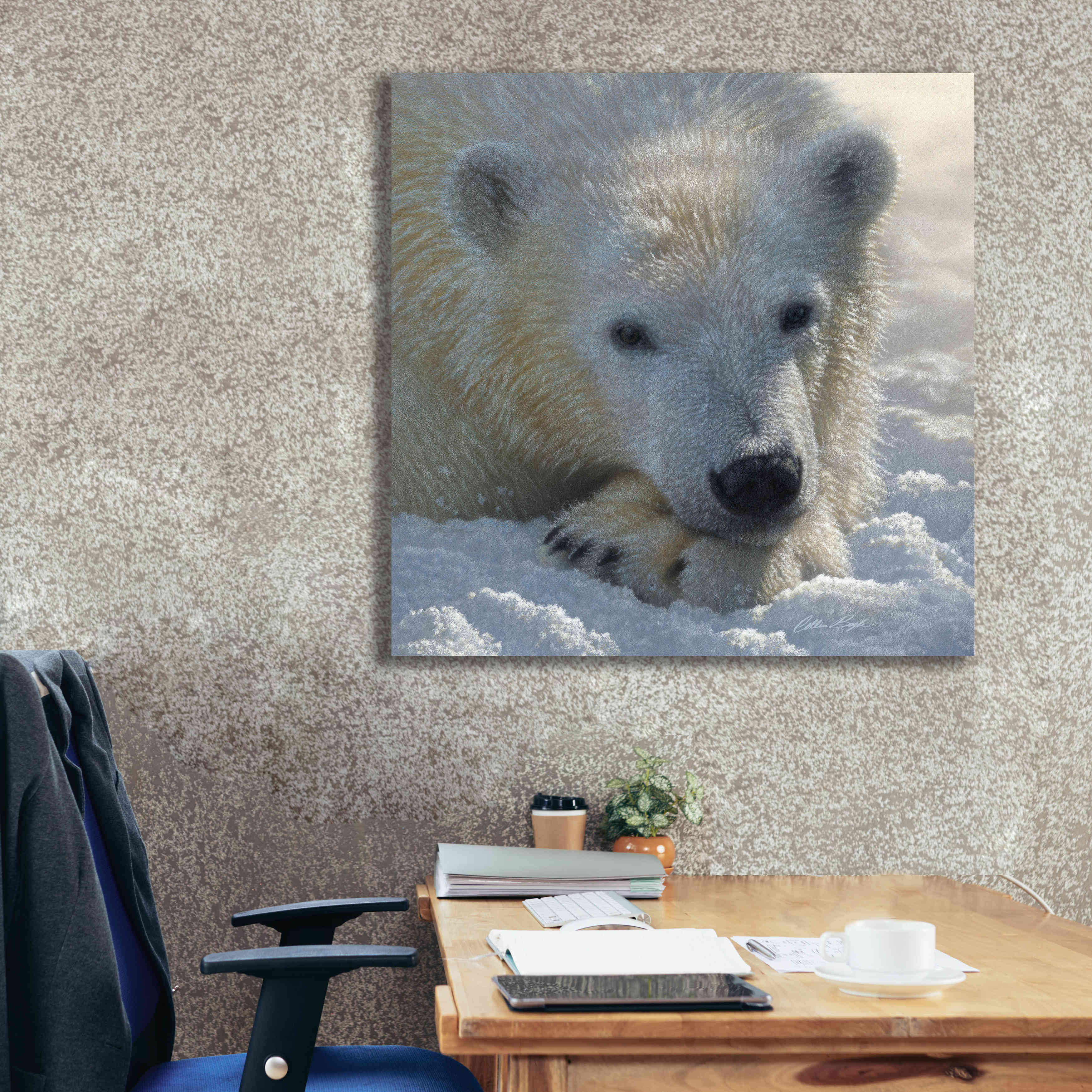 'Polar Bear Cub' by Collin Bogle, Canvas Wall Art,37x37