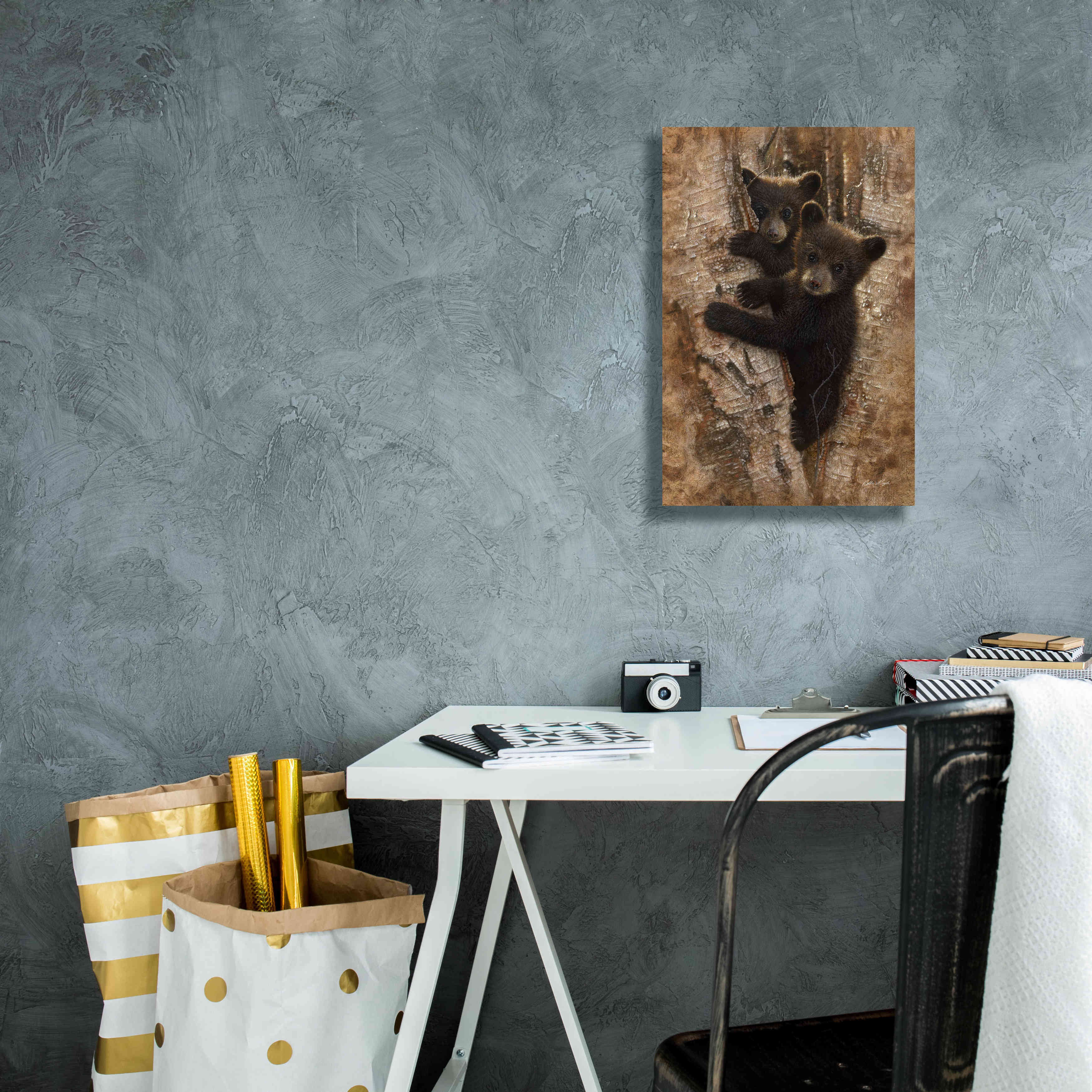 'Curious Cubs' by Collin Bogle, Canvas Wall Art,12x18