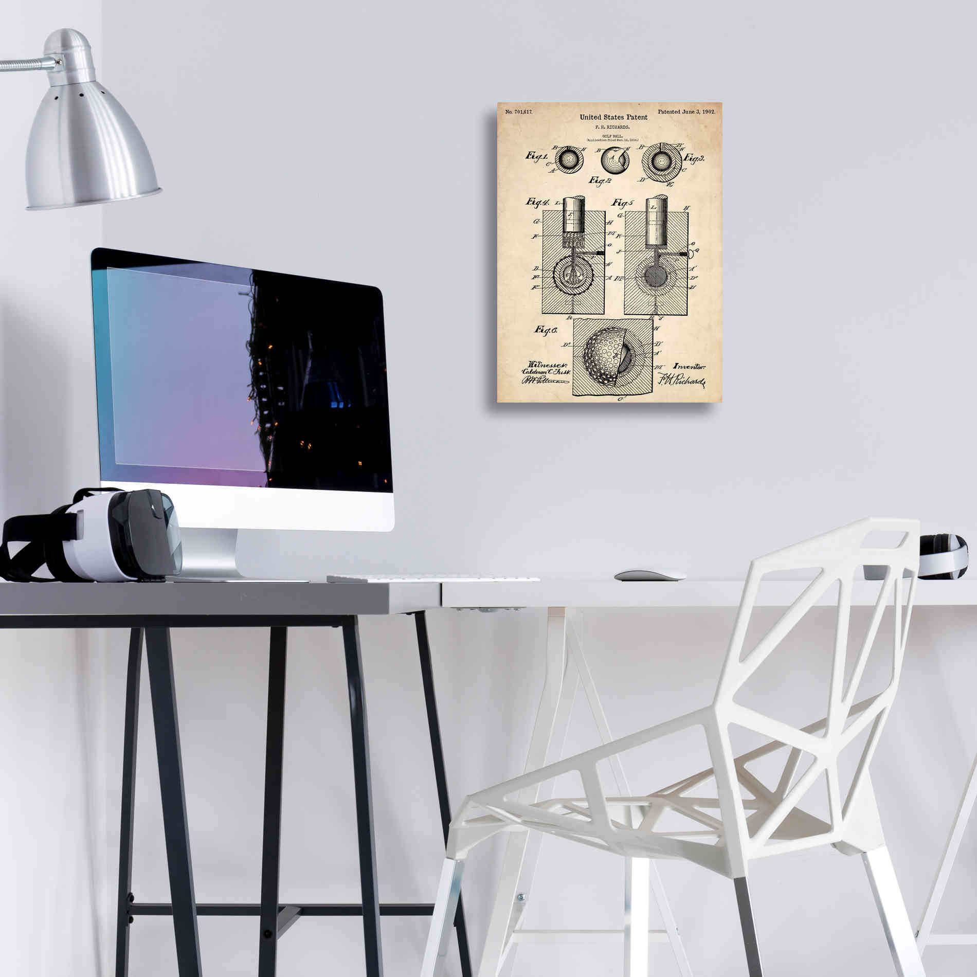 'Golf Ball Vintage Patent Blueprint' Canvas Wall Art,12 x 18