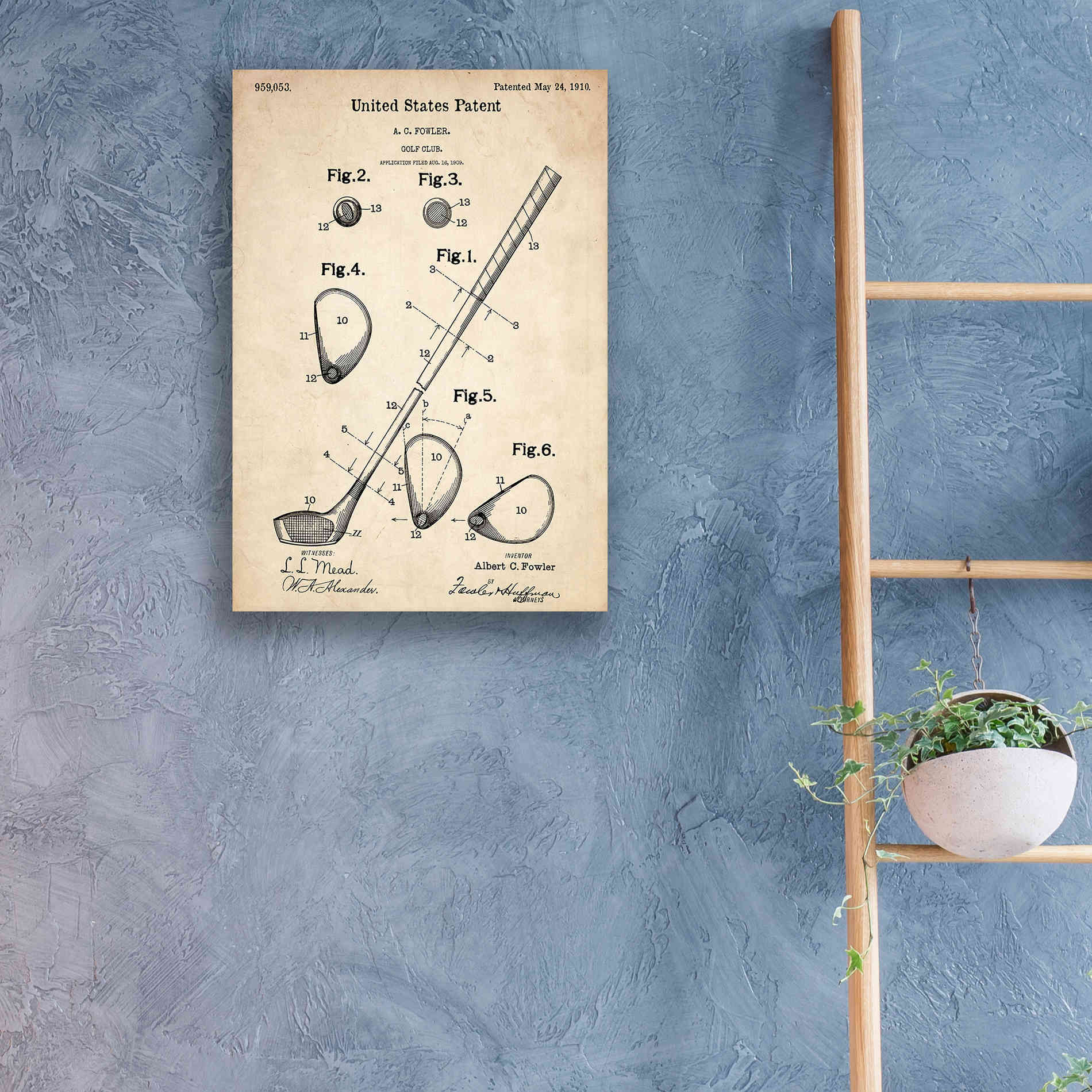 'Golf Club Vintage Patent Blueprint' Canvas Wall Art,18 x 26