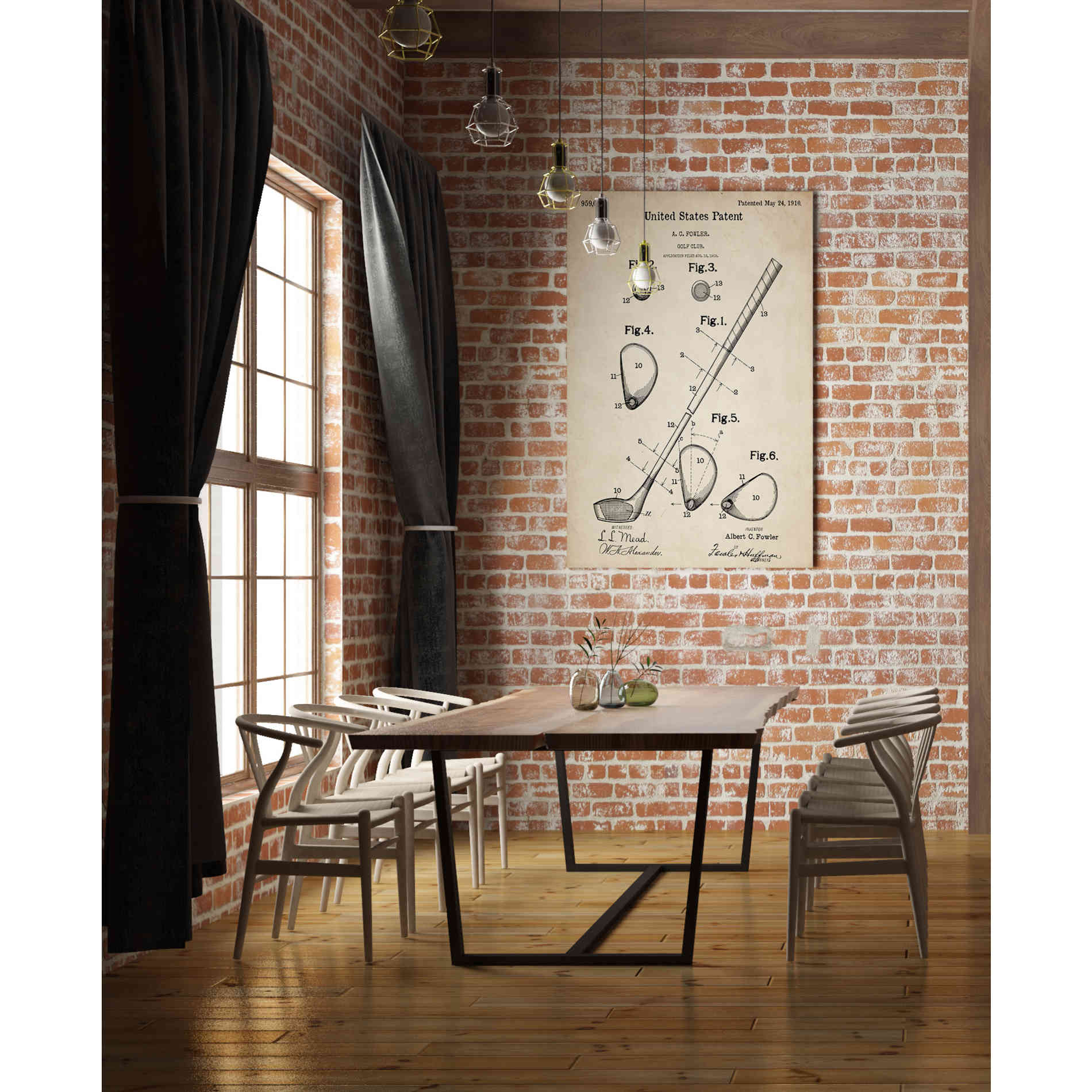 'Golf Club Vintage Patent Blueprint' Canvas Wall Art,26 x 40