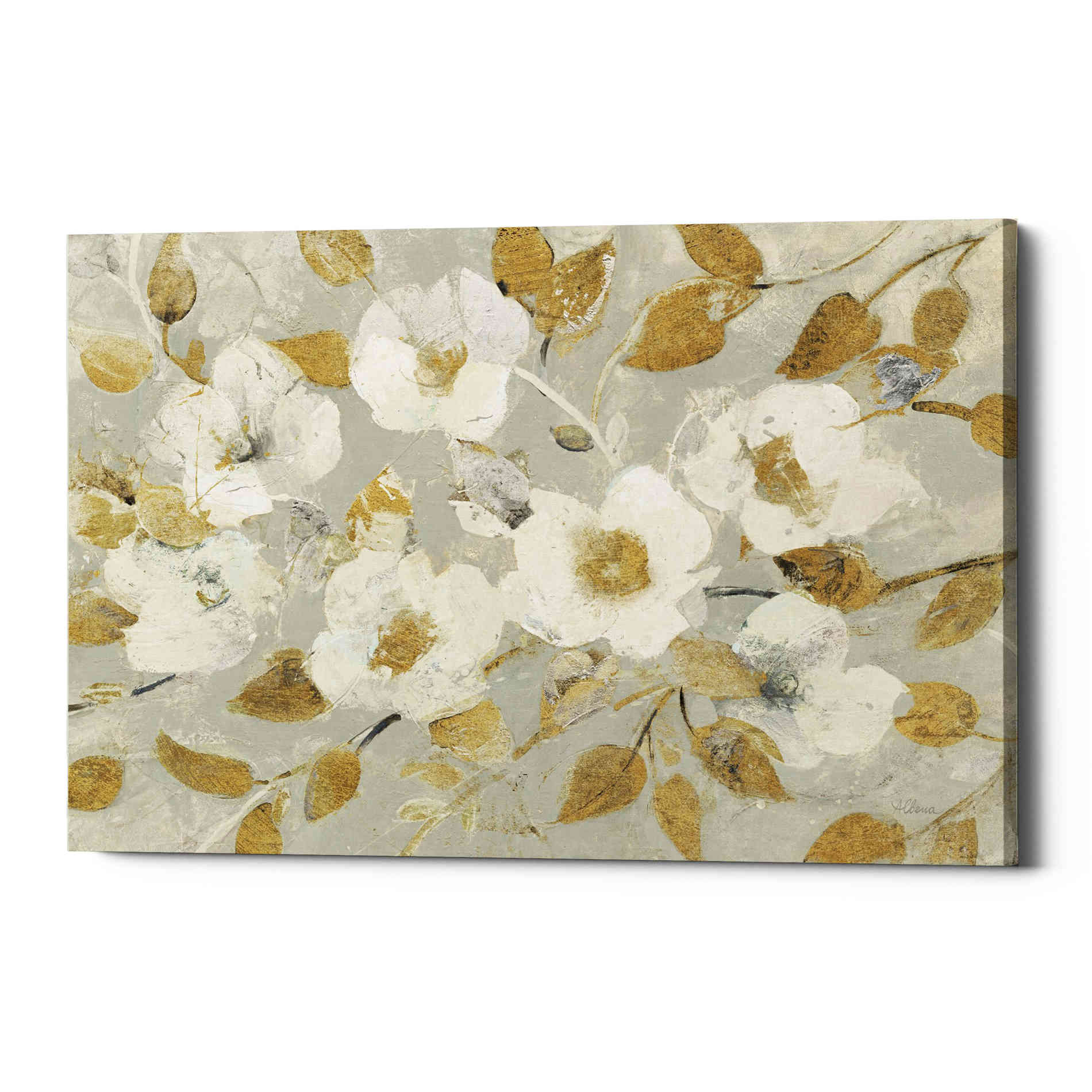 'Fading Spring Gray and Gold' by Albena Hristova, Canvas Wall Art