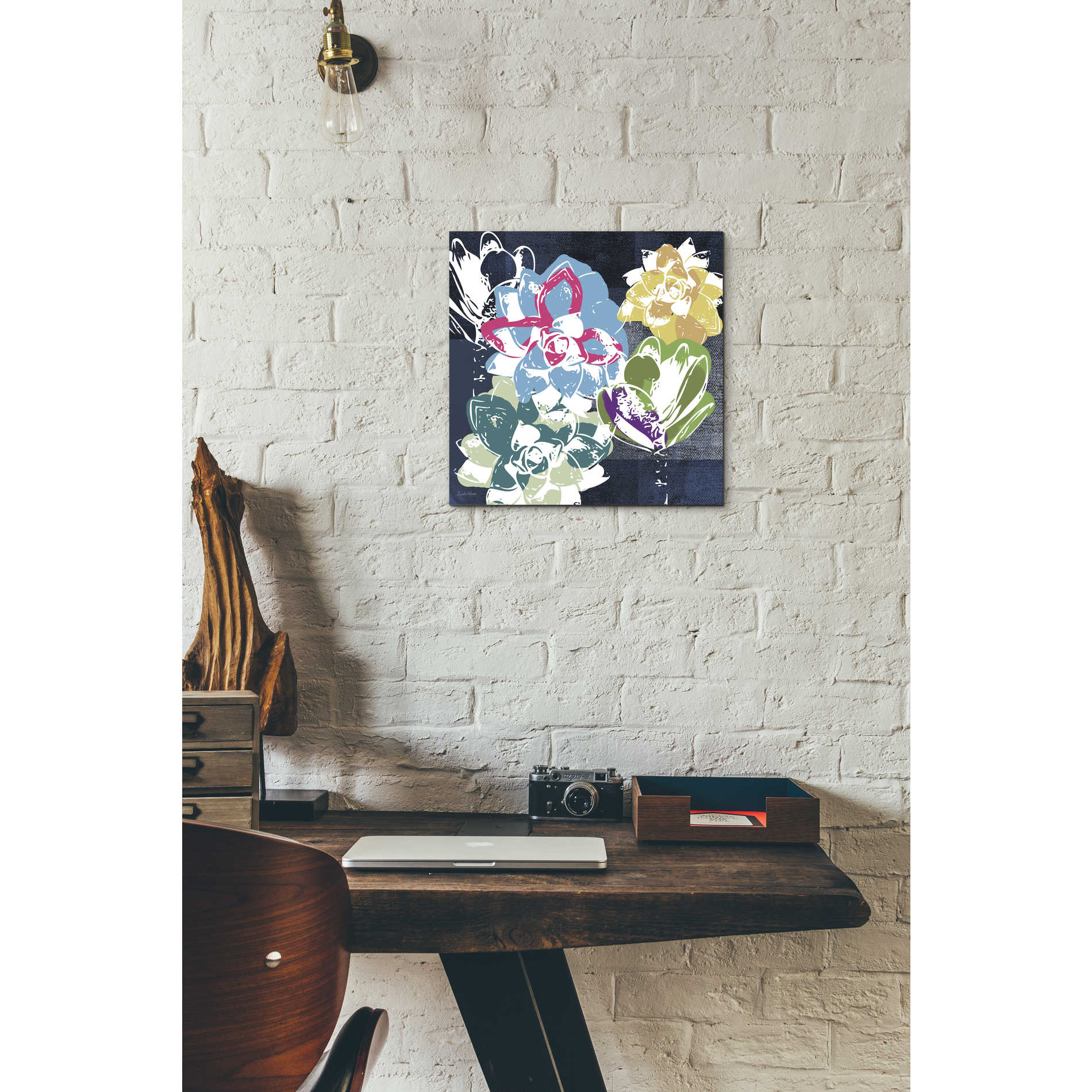 'Colorful Succulents II' by Linda Woods, Canvas Wall Art,12 x 12