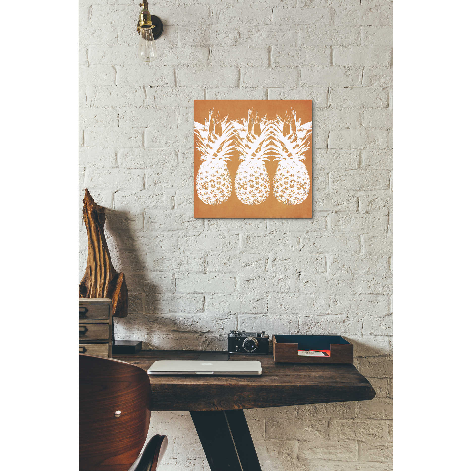 'Orange Pineapples' by Linda Woods, Canvas Wall Art,12 x 12