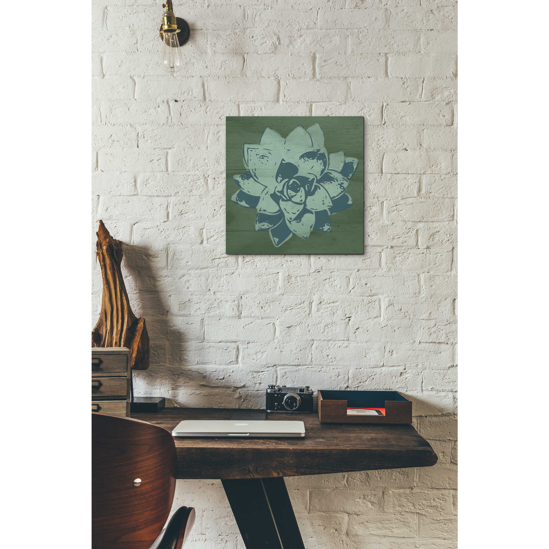 'Boho Succulent Green' by Linda Woods, Canvas Wall Art,12 x 12