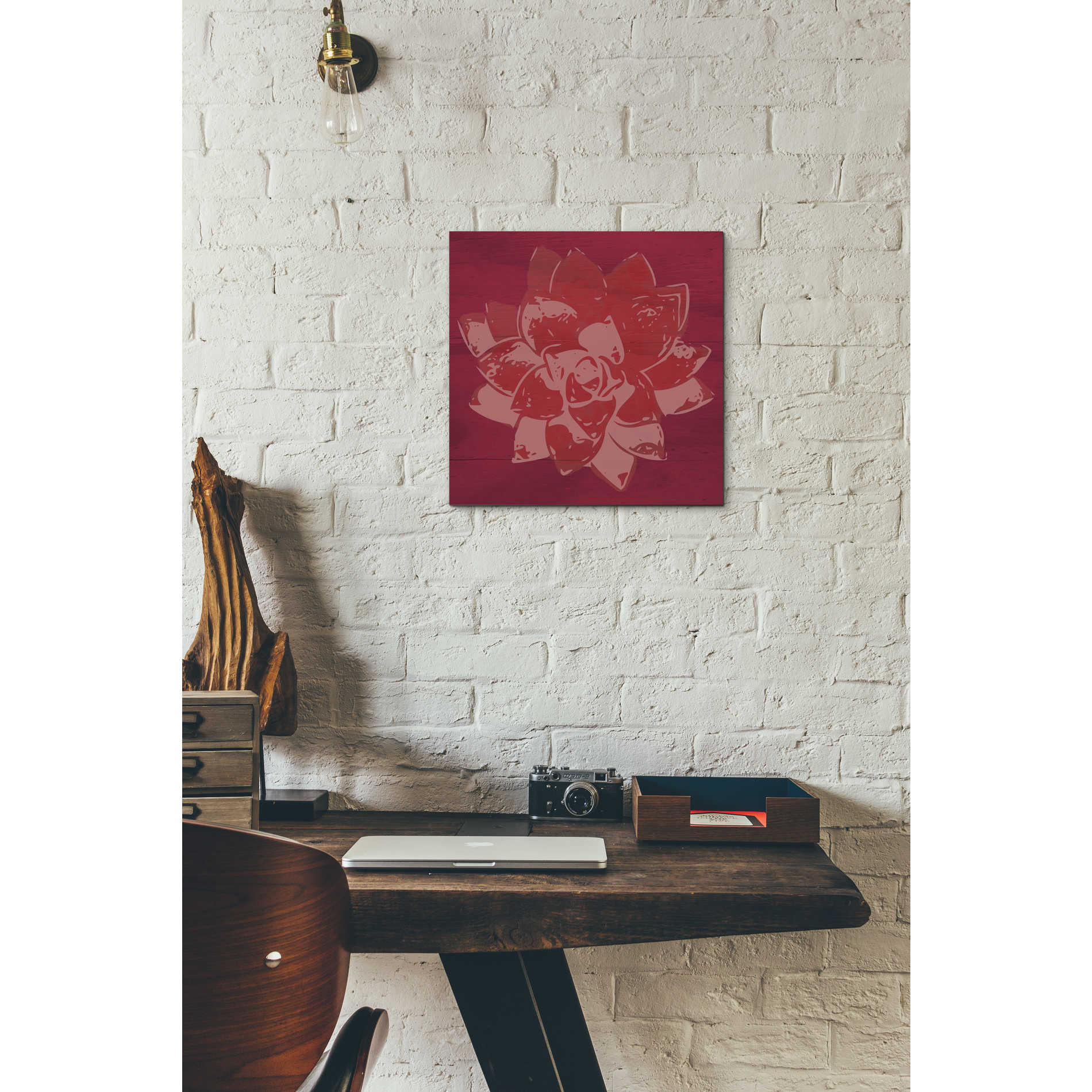 'Boho Succulent Red' by Linda Woods, Canvas Wall Art,12 x 12