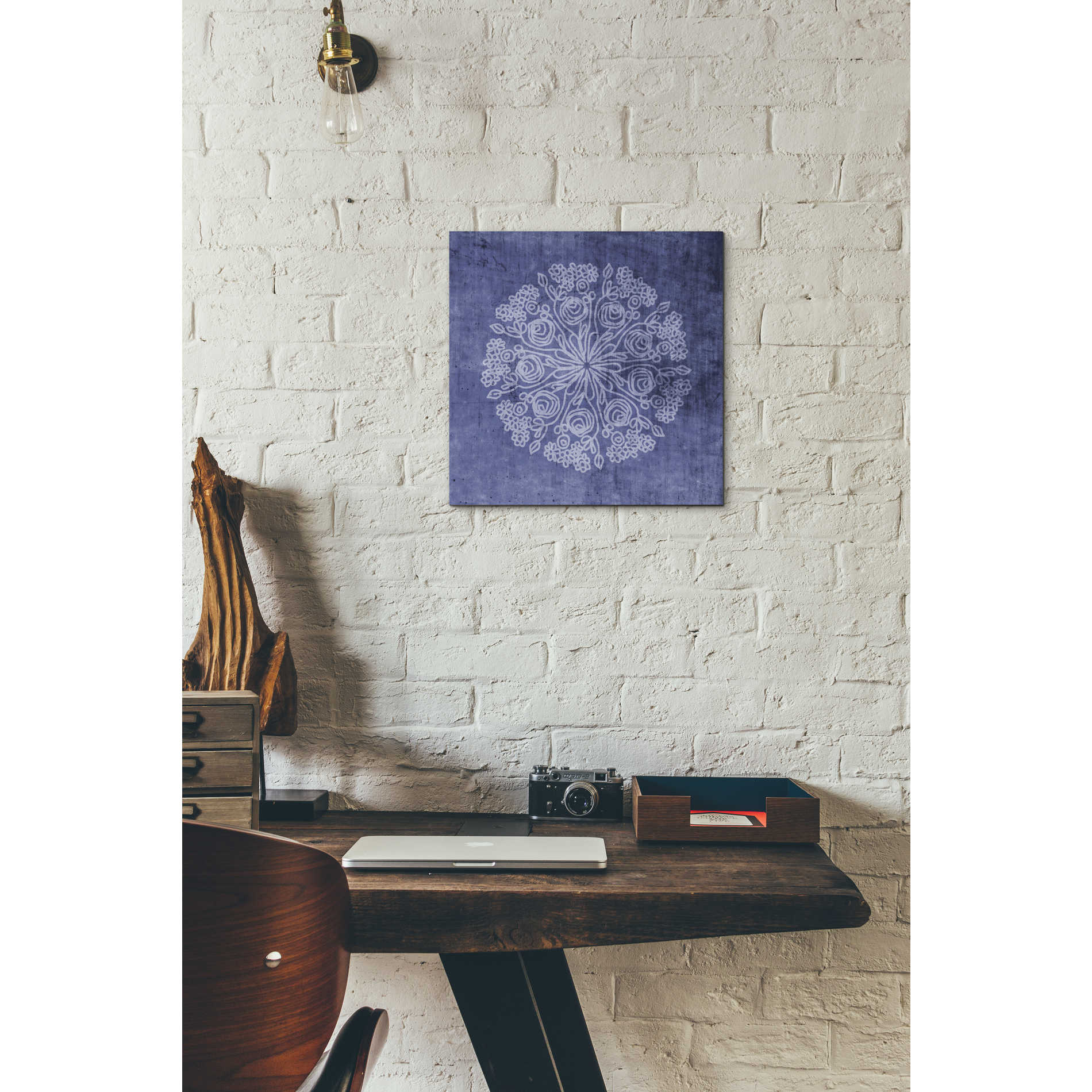 'Indigo Mandala 2' by Linda Woods, Canvas Wall Art,12 x 12