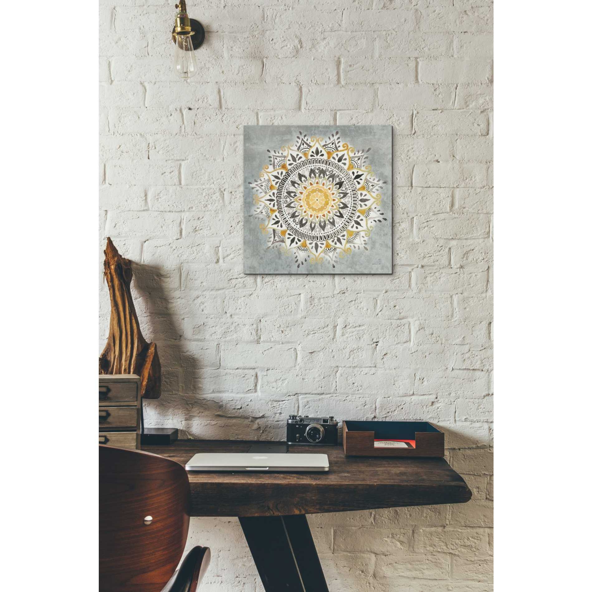 'Mandala Delight I Yellow Grey' by Danhui Nai, Canvas Wall Art,12 x 12