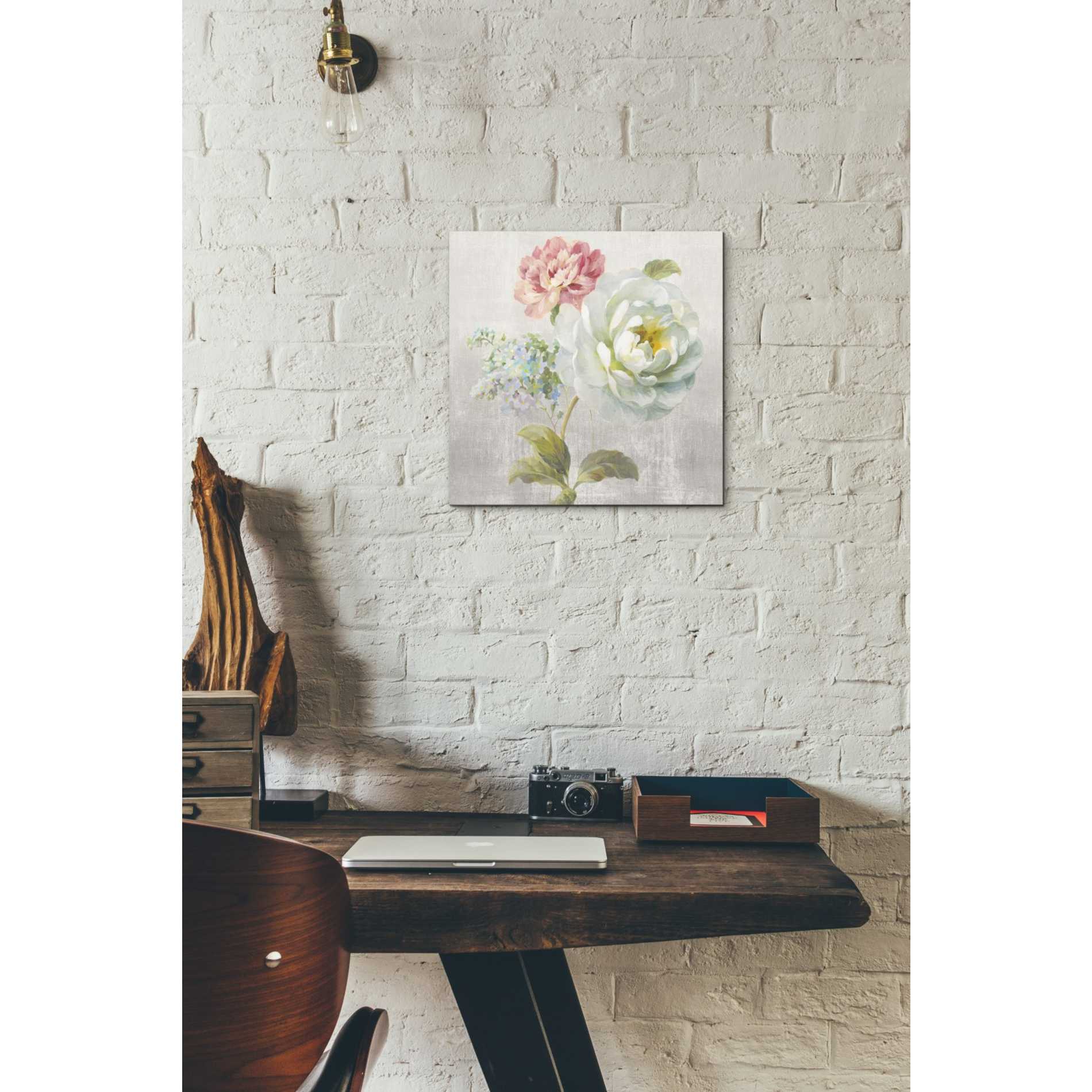 'Textile Floral Square I No Lace' by Danhui Nai, Canvas Wall Art,12 x 12