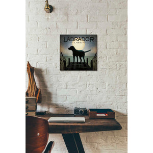 'Moonrise Black Dog - Labrador Lake' by Ryan Fowler, Canvas Wall Art,12 x 12