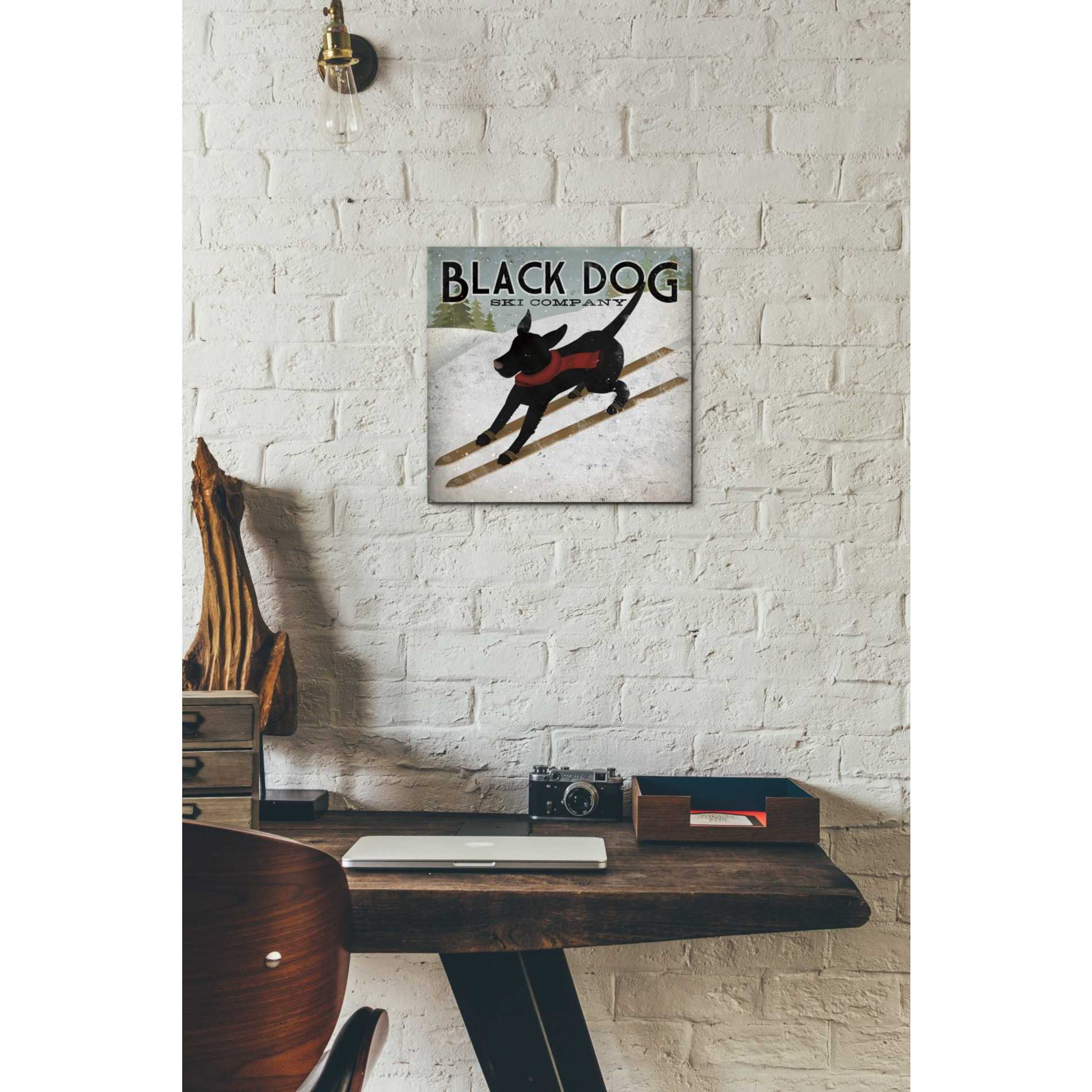 'Black Dog Ski' by Ryan Fowler, Canvas Wall Art,12 x 12