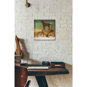 'Brown Lab on Bike Christmas' by Ryan Fowler, Canvas Wall Art,12 x 12