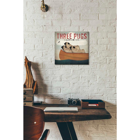 Image of 'Three Pugs in a Canoe v' by Ryan Fowler, Canvas Wall Art,12 x 12