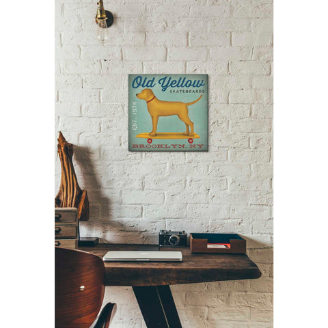 Image of 'Golden Dog on Skateboard' by Ryan Fowler, Canvas Wall Art,12 x 12