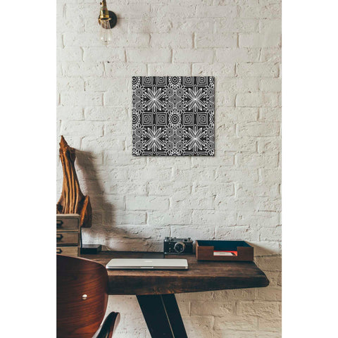 Image of 'Black And White Boho Floral' by Linda Woods, Canvas Wall Art,12 x 12