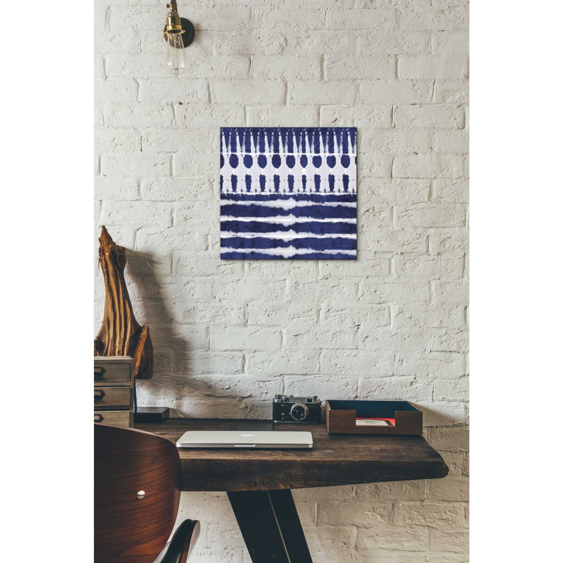 'Blue Shibori A' by Linda Woods, Canvas Wall Art,12 x 12