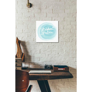 'Shabbat Shalom Blue' by Linda Woods, Canvas Wall Art,12 x 12