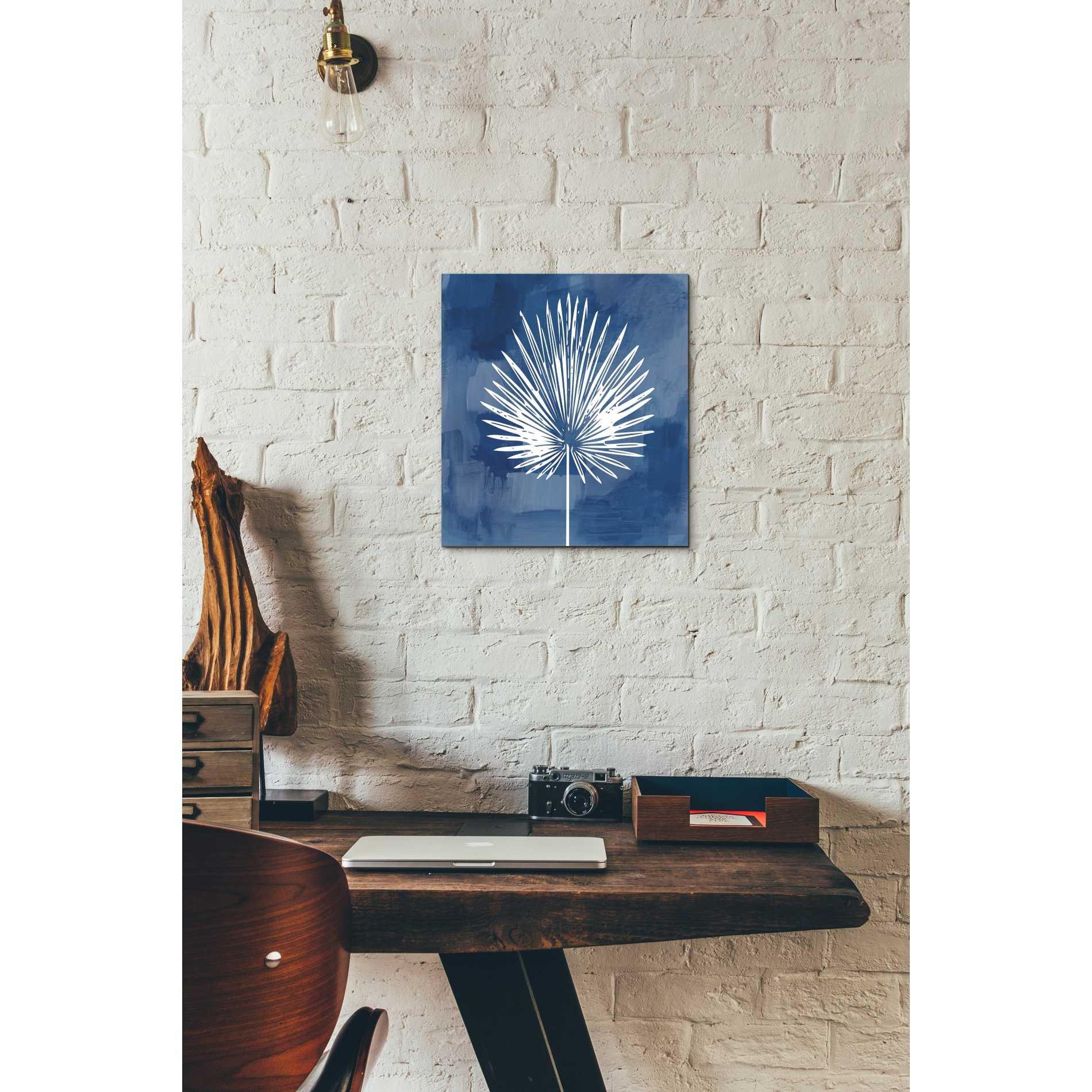 'Painted Sky Palm Leaf' by Linda Woods, Canvas Wall Art,12 x 12