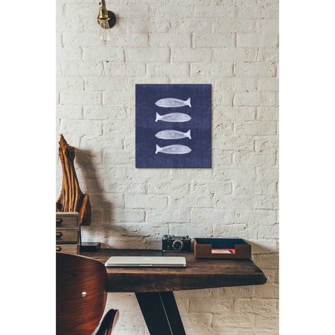Image of 'Indigo Fish' by Linda Woods, Canvas Wall Art,12 x 12