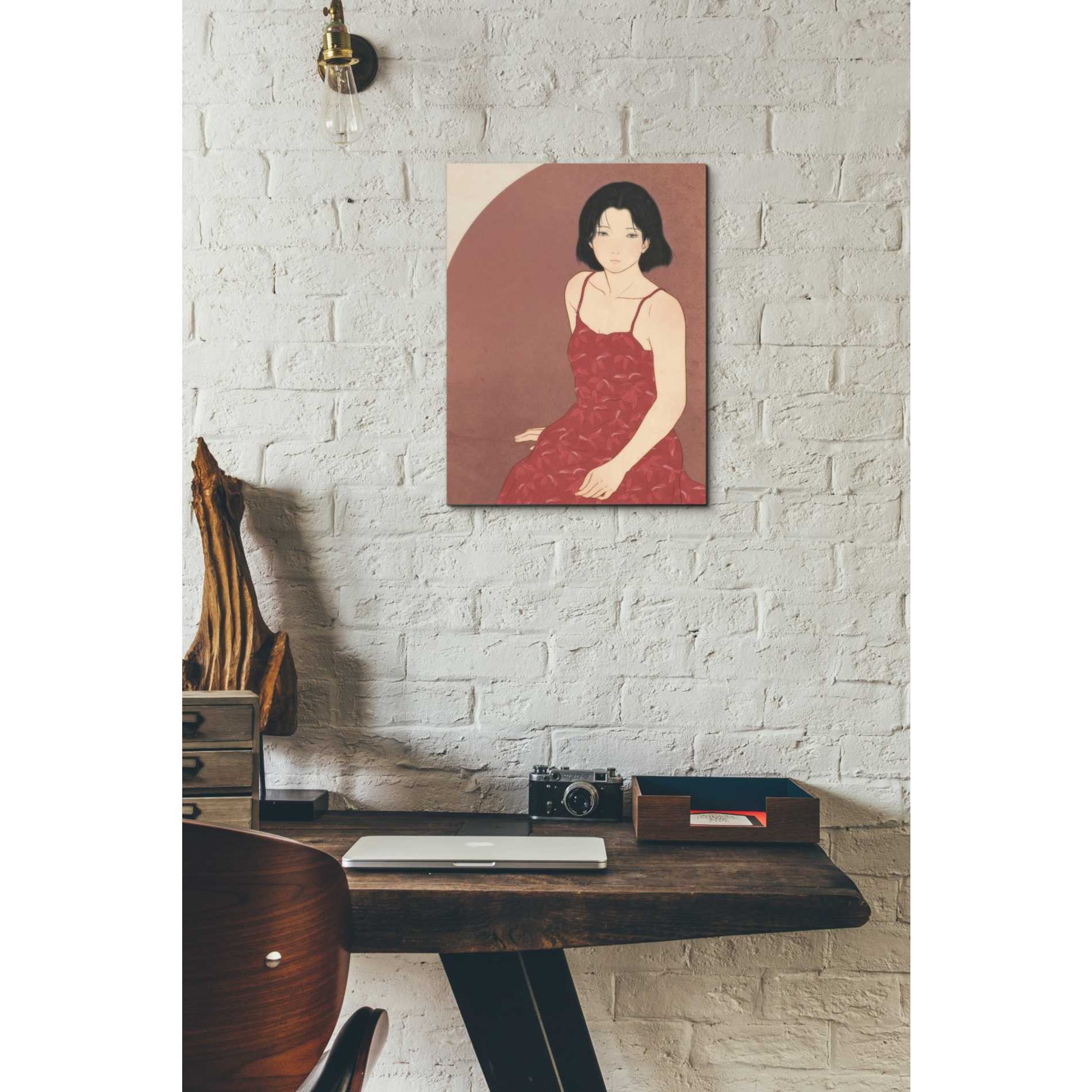 'A Woman in a Red Dress' by Sai Tamiya, Canvas Wall Art,12 x 16