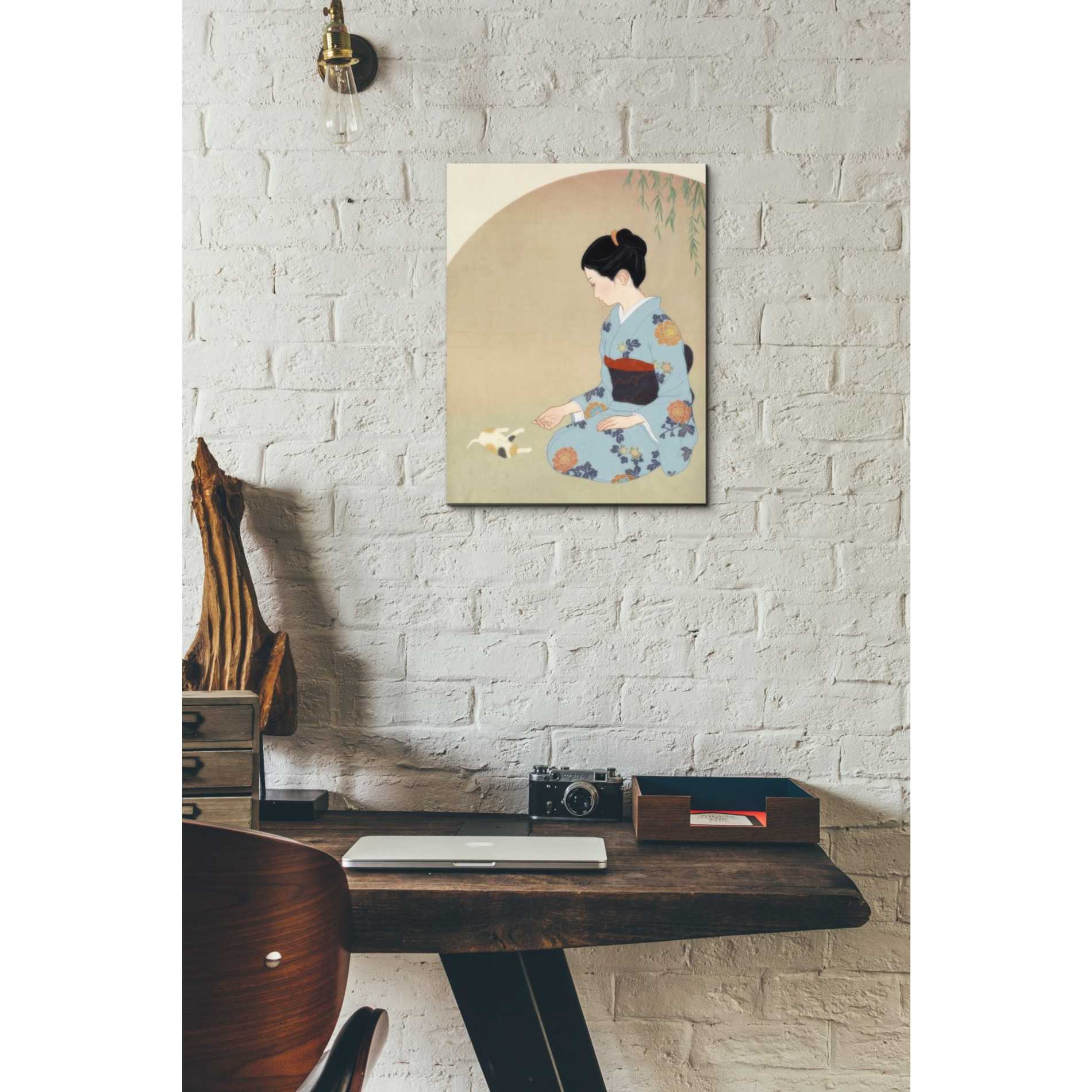 'Cat And Woman' by Sai Tamiya, Canvas Wall Art,12 x 16