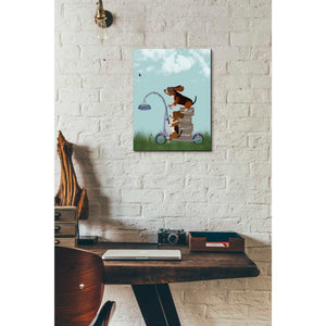 'Basset Hound Scooter' by Fab Funky Giclee Canvas Wall Art