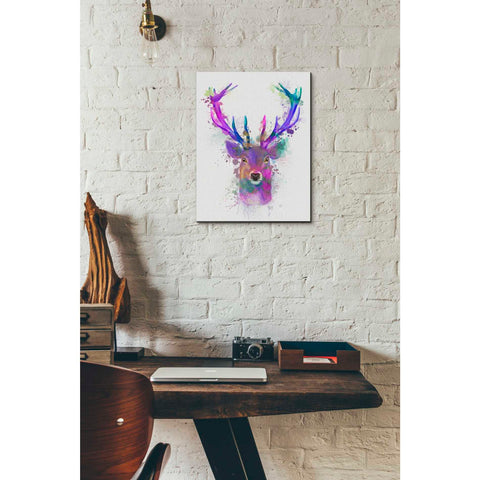 Image of 'Deer Head 1 Rainbow Splash Pink and Purple' by Fab Funky Giclee Canvas Wall Art