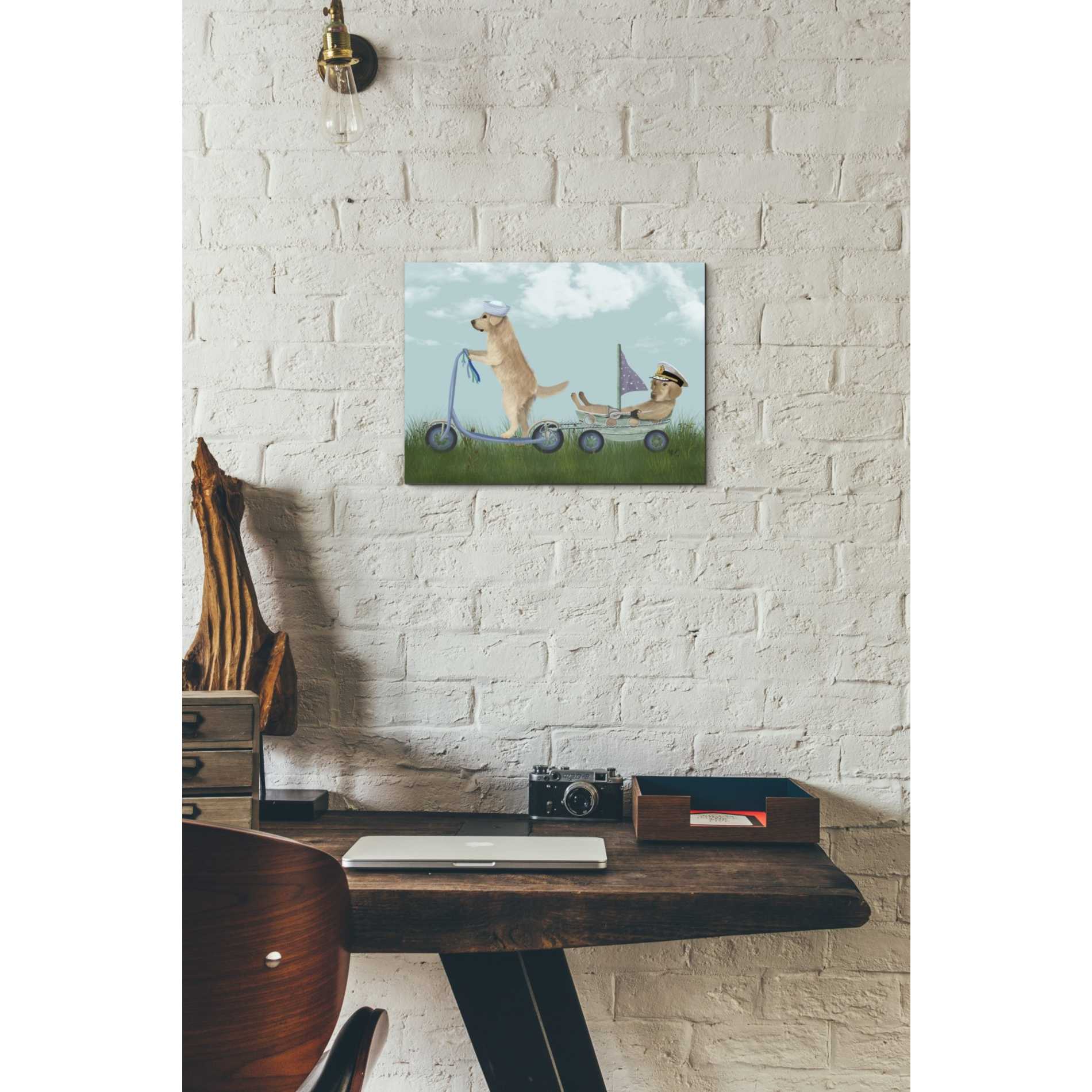 'Golden Retriever Scooter' by Fab Funky Giclee Canvas Wall Art