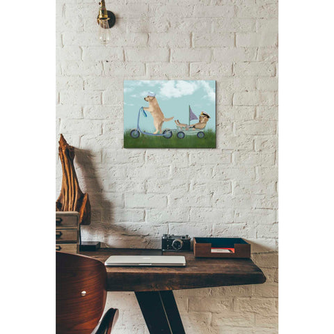 Image of 'Golden Retriever Scooter' by Fab Funky Giclee Canvas Wall Art