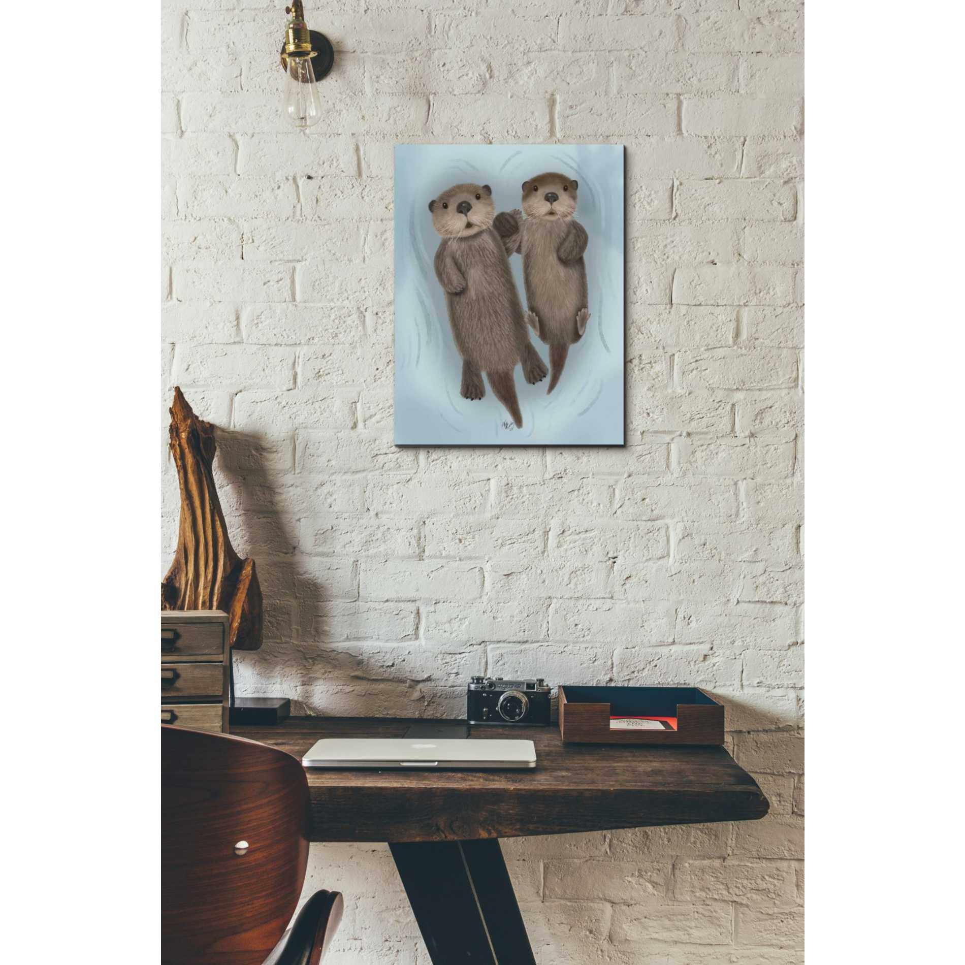 'Otters Holding Hands' by Fab Funky Giclee Canvas Wall Art