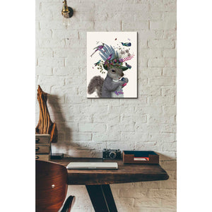 'Squirrel Birdkeeper and Blue Acorns' by Fab Funky Giclee Canvas Wall Art