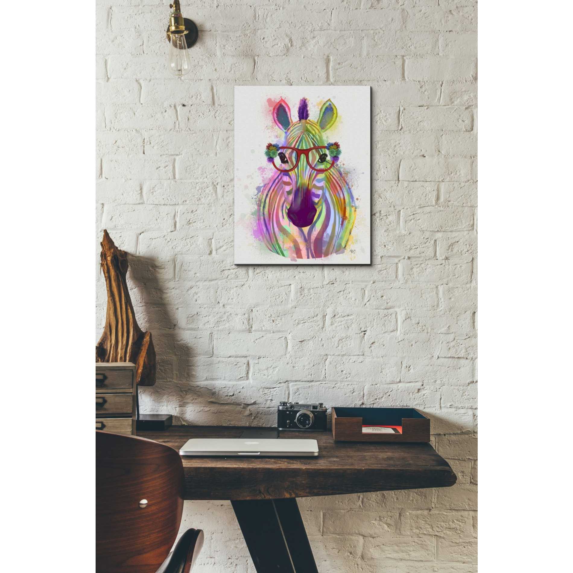 'Zebra Rainbow Splash 1' by Fab Funky Giclee Canvas Wall Art