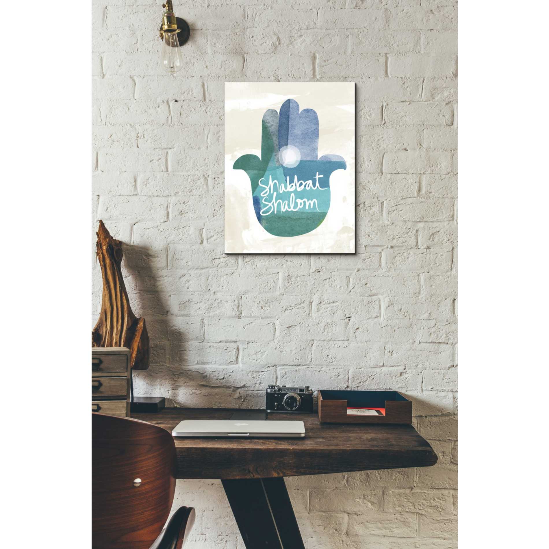 'Shabbat Shalom Hamsa' by Linda Woods, Canvas Wall Art,12 x 16