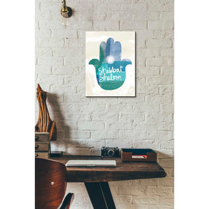 'Shabbat Shalom Hamsa' by Linda Woods, Canvas Wall Art,12 x 16