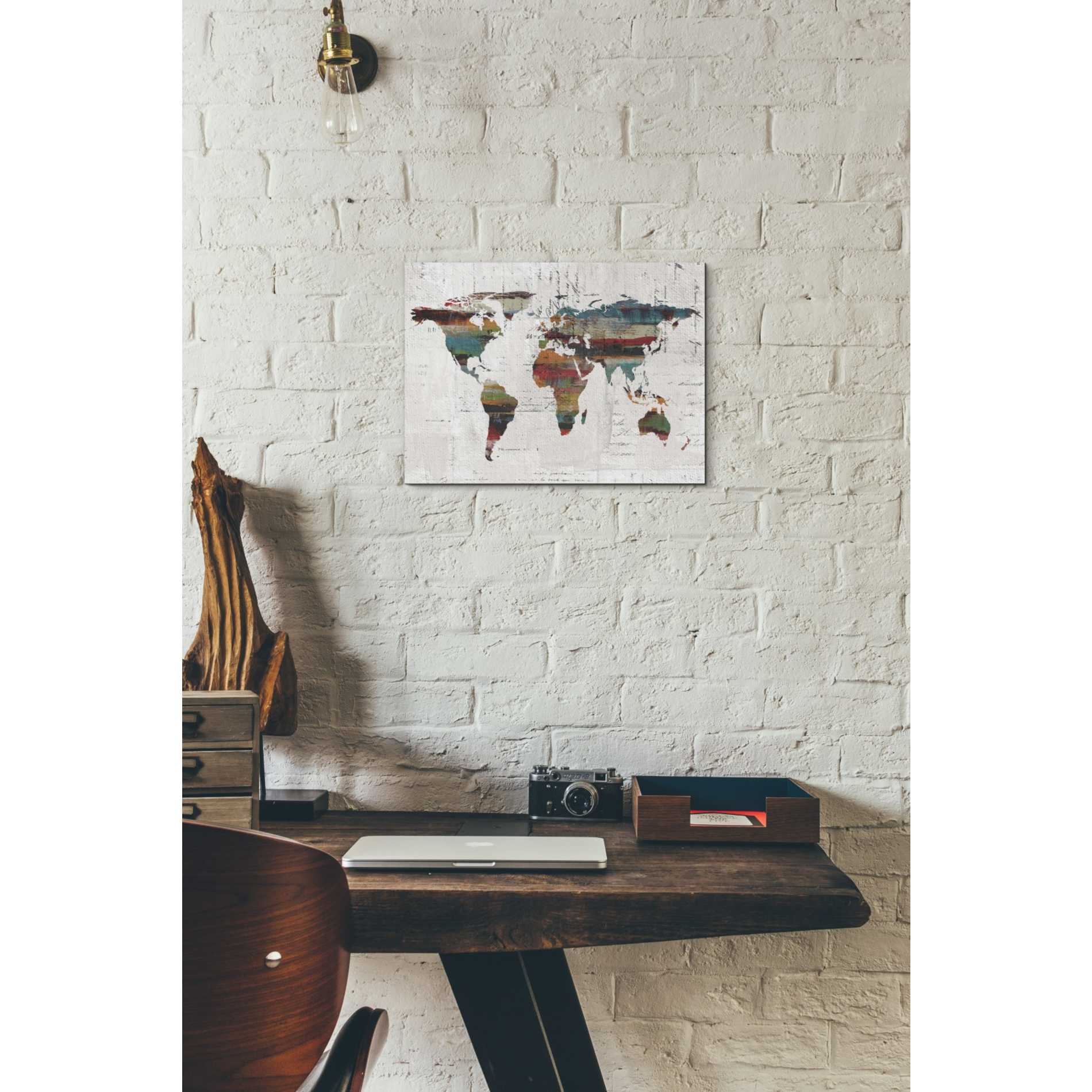 'Painted World Map IV' by Irena Orlov, Canvas Wall Art,16 x 12