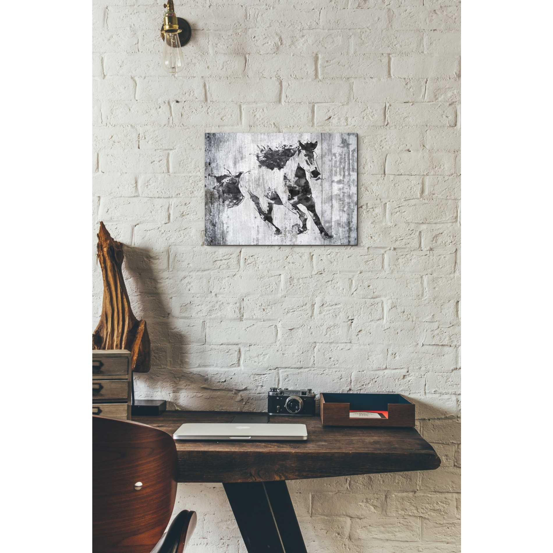 'Running Black Horse 1' by Irena Orlov, Canvas Wall Art,16 x 12