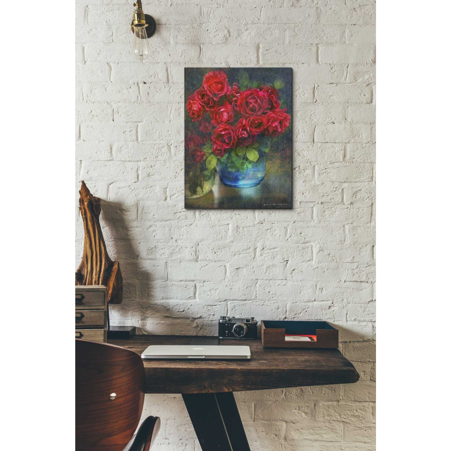 'Roses in Blue Jar' by Chris Vest, Giclee Canvas Wall Art