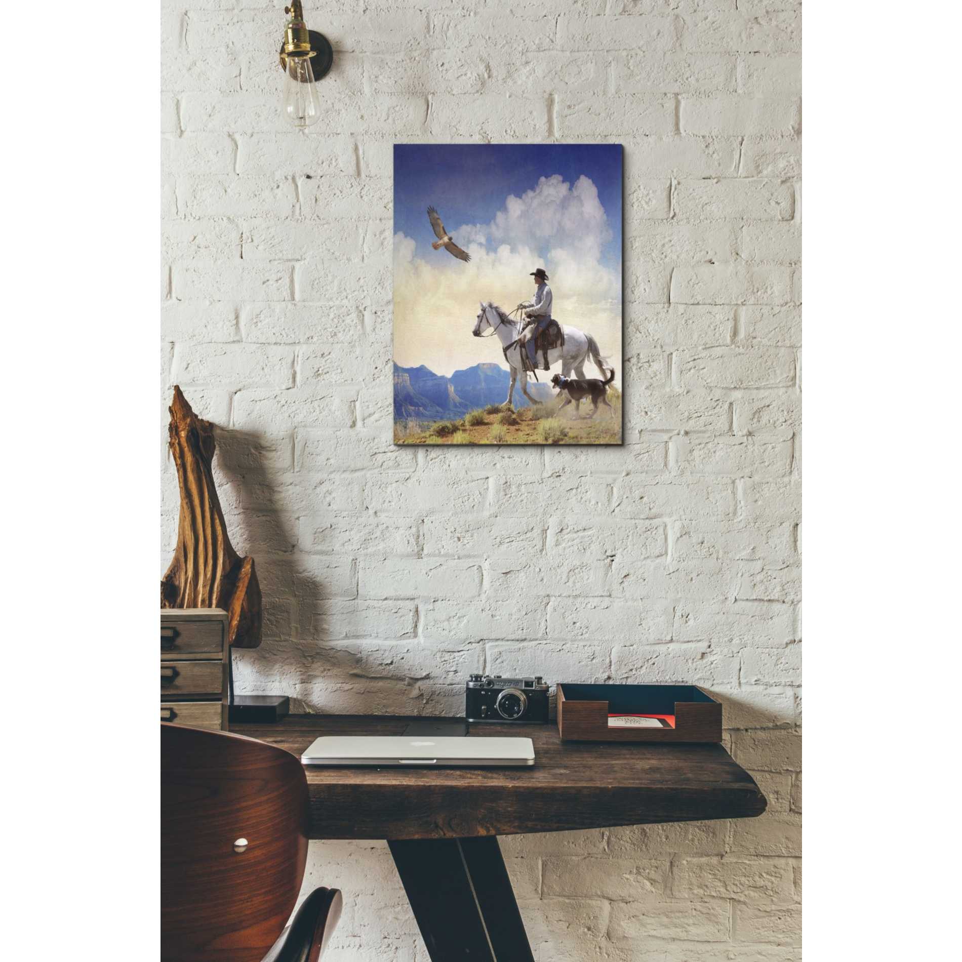 'Cowboy with Dog and Hawk' by Chris Vest, Giclee Canvas Wall Art