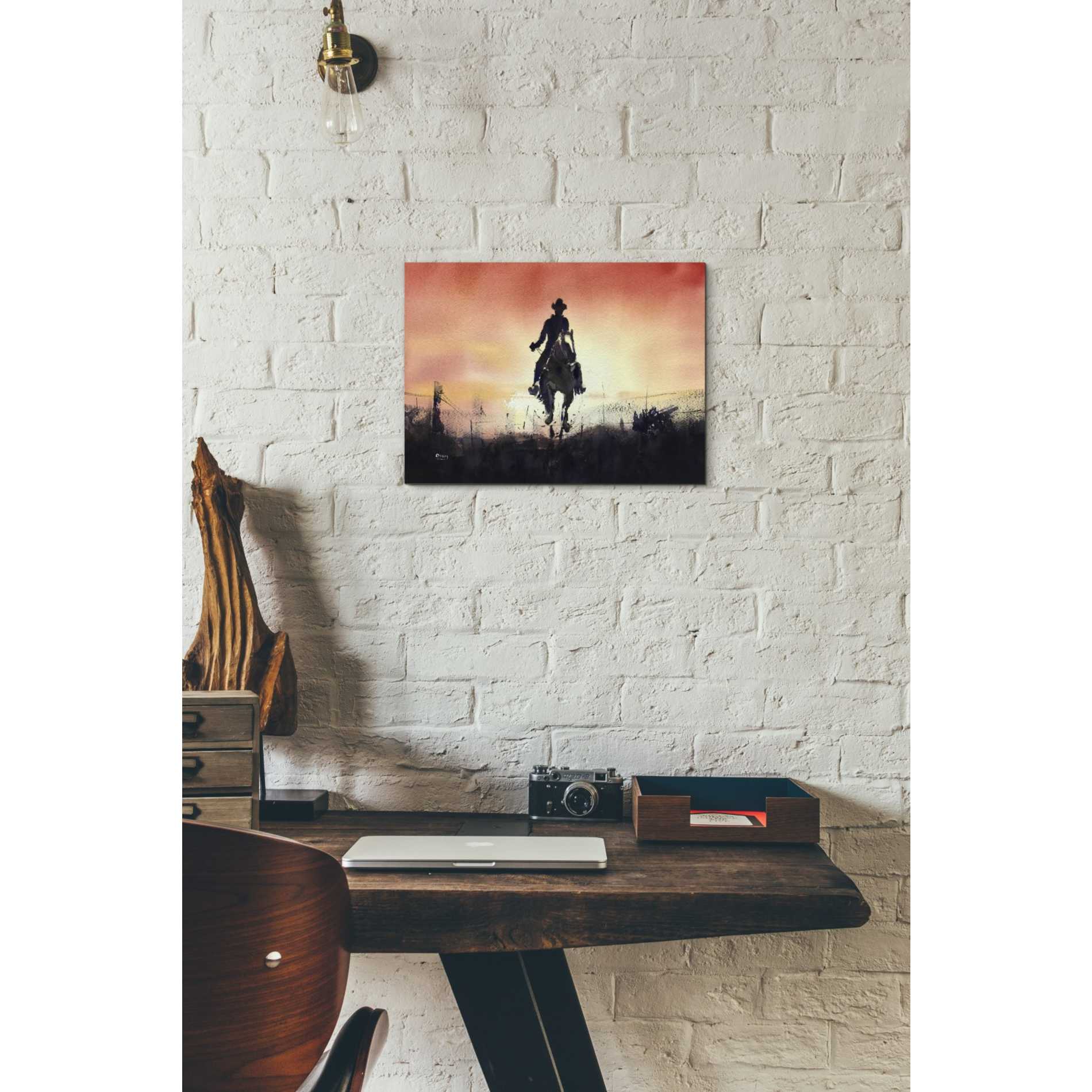 'Sunrise Rider' by Oscar Alvarez Pardo, Canvas Wall Art,16 x 12