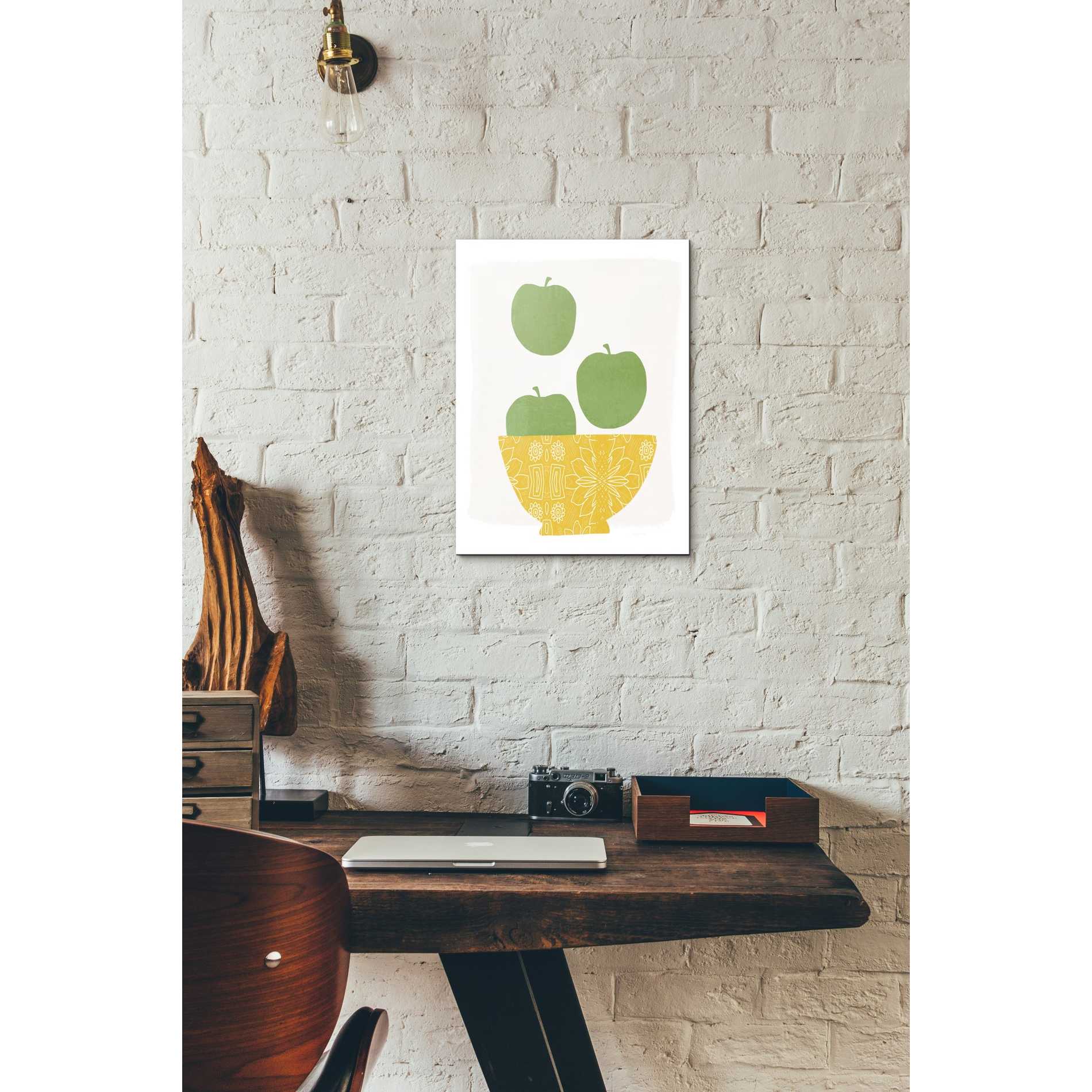 'Bowl of Green Apples' by Linda Woods, Canvas Wall Art,12 x 16