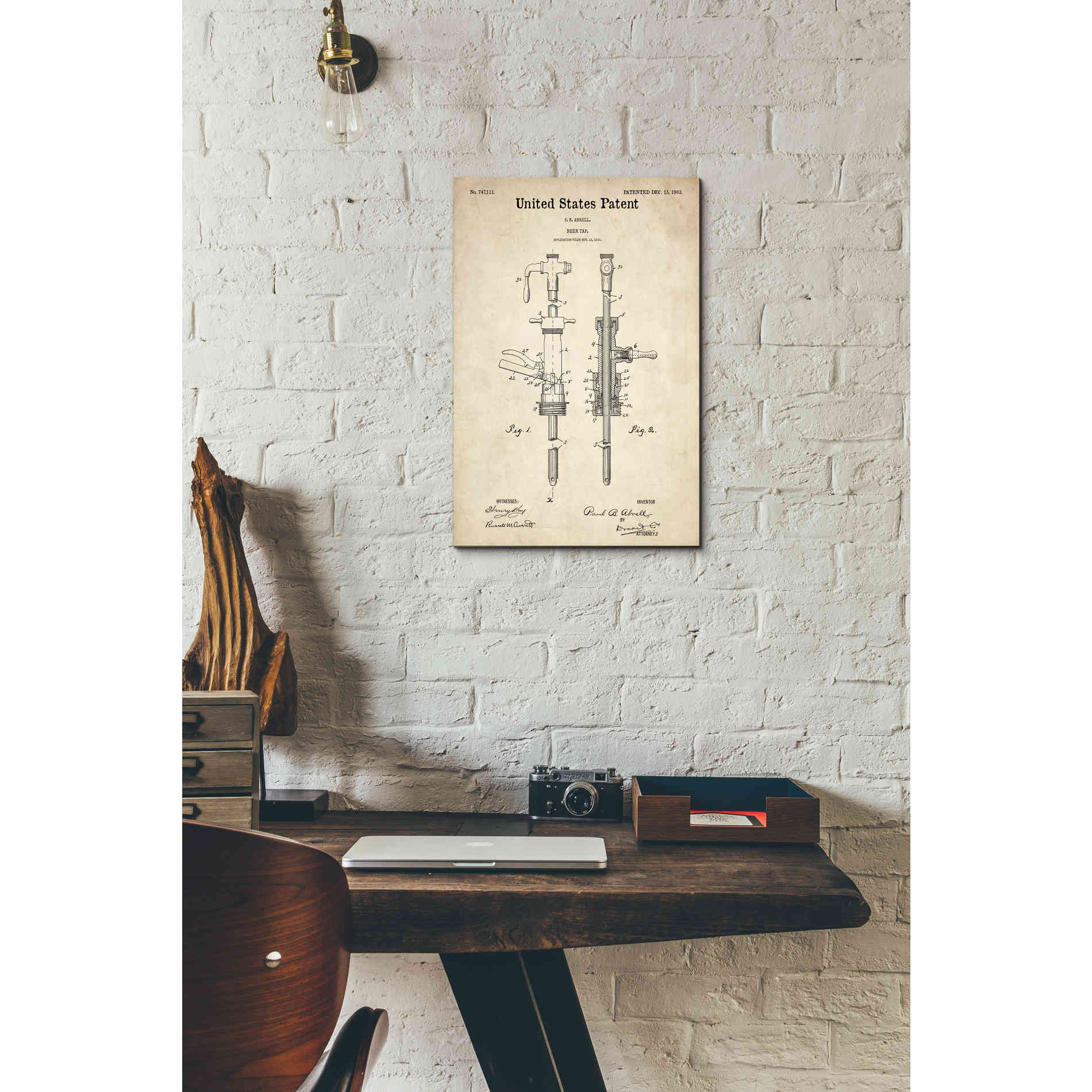 'Beer Tab Vintage Patent Blueprint' Canvas Wall Art,12 x 18
