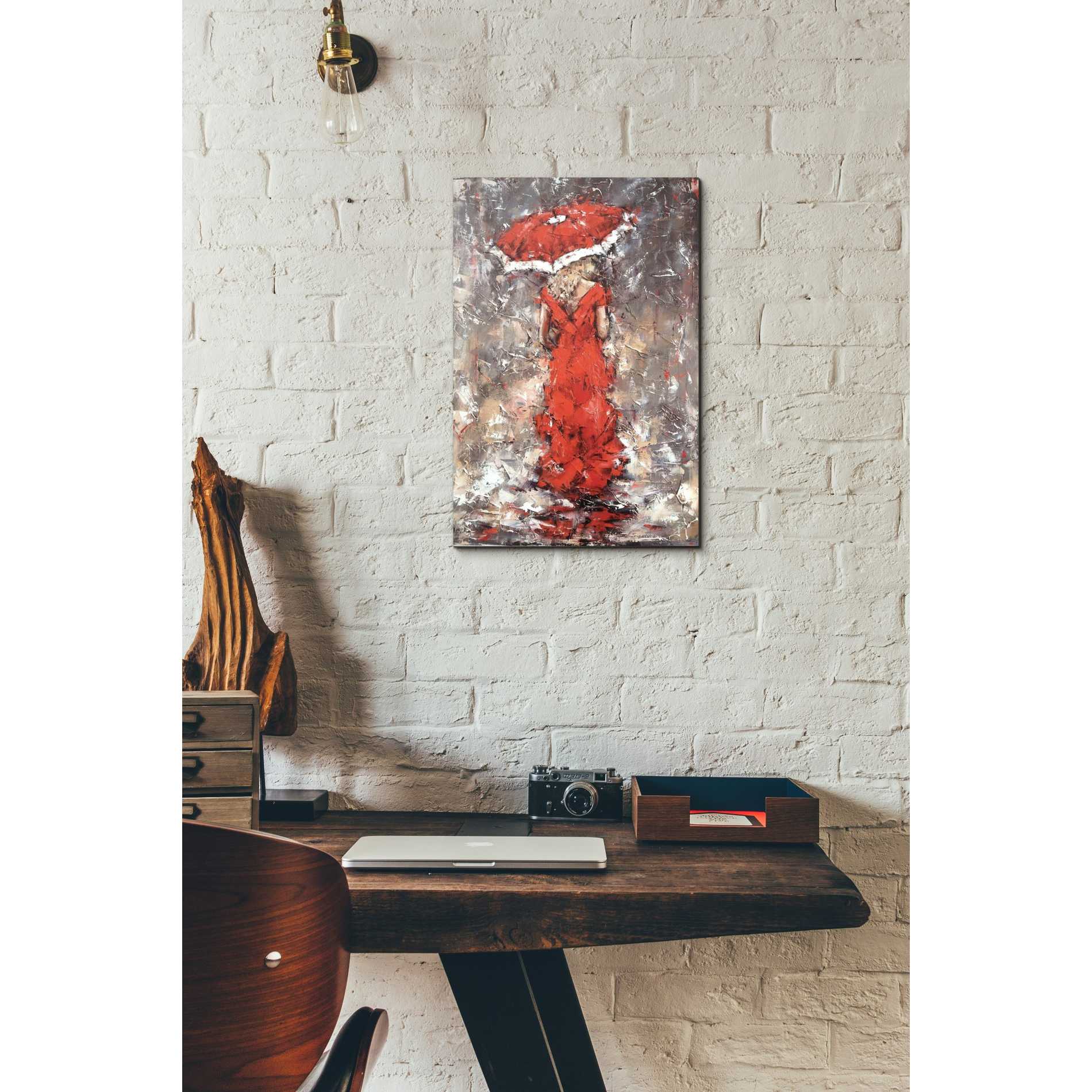 'Woman With Umbrella' by Alexander Gunin, Canvas Wall Art,12 x 18