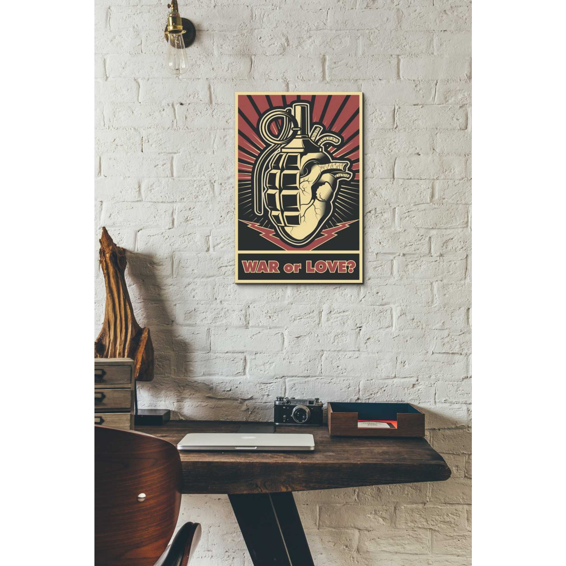'War or Love' Canvas Wall Art,12 x 18
