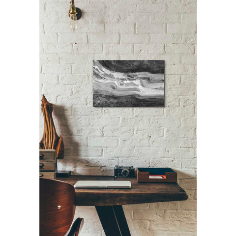 Image of 'Currents Gray Black White' by Albena Hristova, Canvas Wall Art,18 x 12