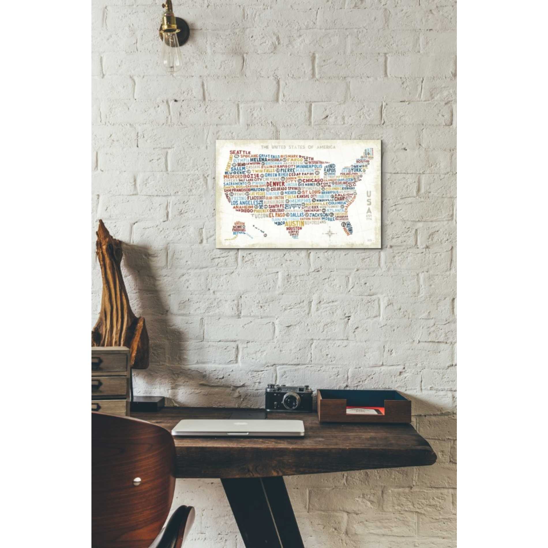 'US City Map' by Michael Mullan, Canvas Wall Art,18 x 12