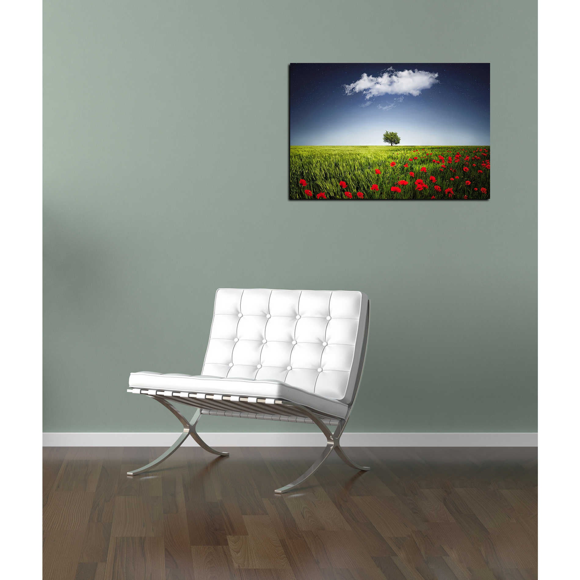 'Lone Tree in a Poppy Field' Canvas Wall Art,12 x 18